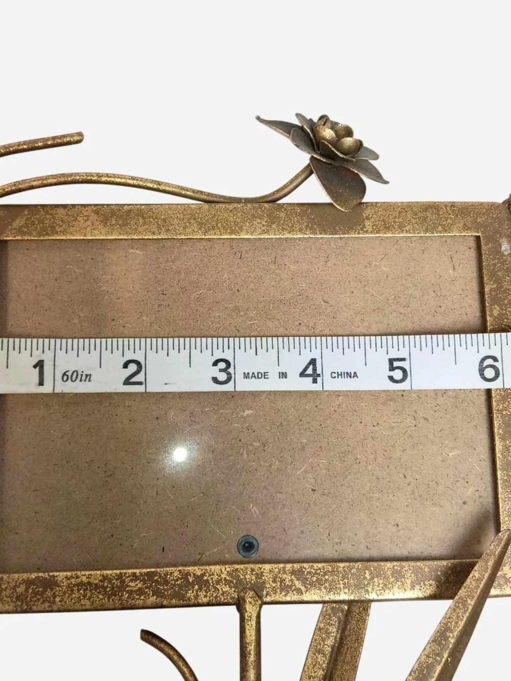Floral Metal Photo‎ Frame Stand - Gold